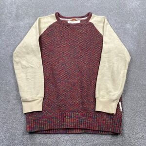 Koto Sweater Mens Medium Multicolor Raglan Mixed Media Textured Knit Crewneck